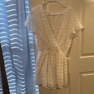 White polka dot romper